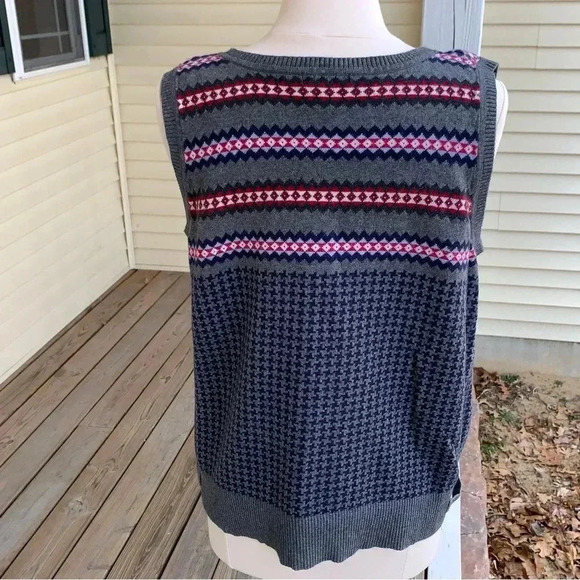 Tommy Hilfiger Cardigan Sweater Vest Womens XL Houndstooth Angora Blend Preppy - Picture 3 of 5